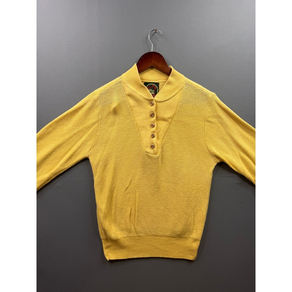 Alps Rugged Outdoors‎ Womens Mustard Yellow Ribbed Henley Knit Sweater Size M